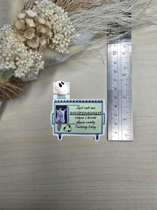 BIODEGRADABLE - Raccoon Sticker